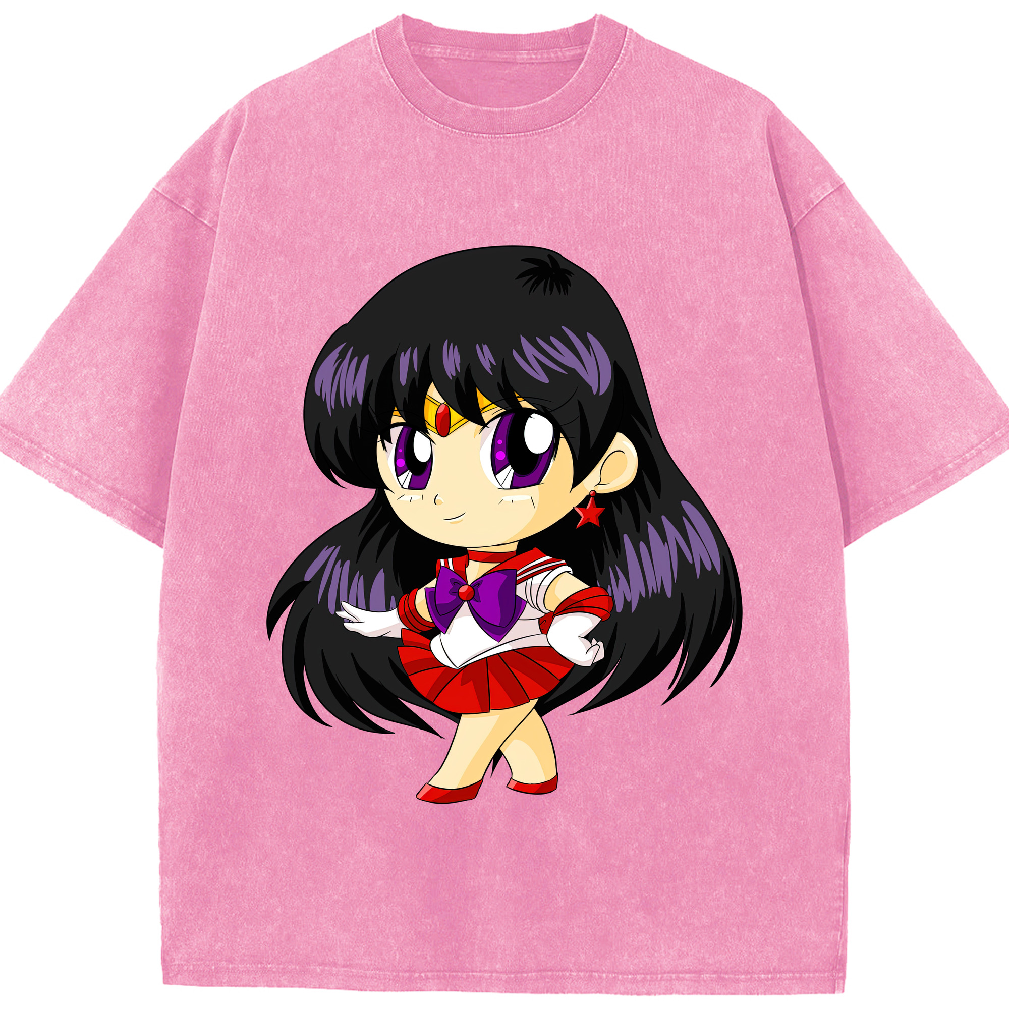 （画像用） 美少女戦士セーラームーン 火野レイ ひの レイ Sailor Moon Hino Rei （セーラーマーズ,Sailor Mars） 綿100% ヴィンテージ風 半袖Tシャツ（フロントプリント）